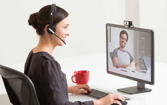 Logitech woman on a video call