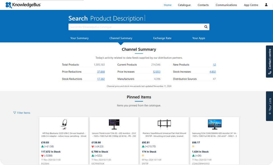 KnowledgeBus IT Price Benchmarking Screen